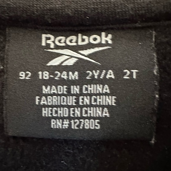 Reebok 18-24 Month Unisex Track Suit Outfit Full Zip Jacket & Jogger Black White - Picture 4 of 8